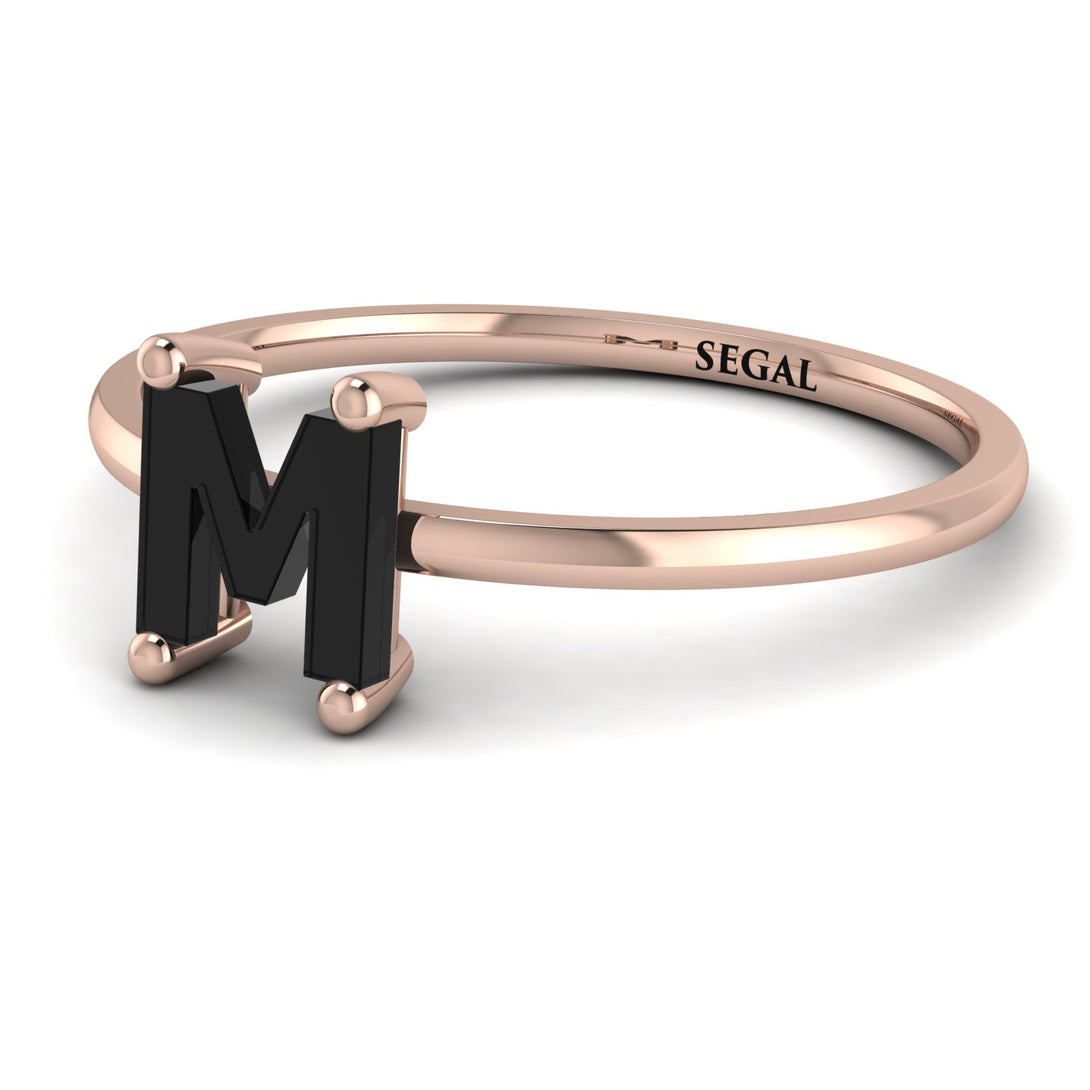M Letter - Initial Rose Gold Diamond Ring